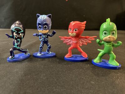 Lot Of 4 PJ Masks 3'' PVC Figures Cake Topper Just Play Toy Lot