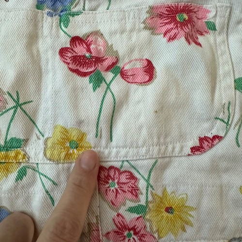 Vintage Overalls & Hat Set For Girls Floral Print White Pink Yellow Blue Size 12 - Picture 10 of 18