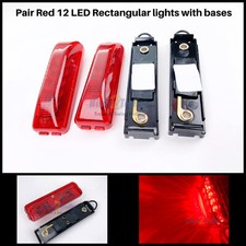 Pair 12 Led Light 1x4 Surface Mount Wbase Red Clearance Marker Trailer