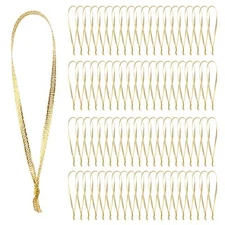 100 Pcs Christmas Ornament Ribbon Gold Ribbon Ornament Hangers Thin Ribbon For O