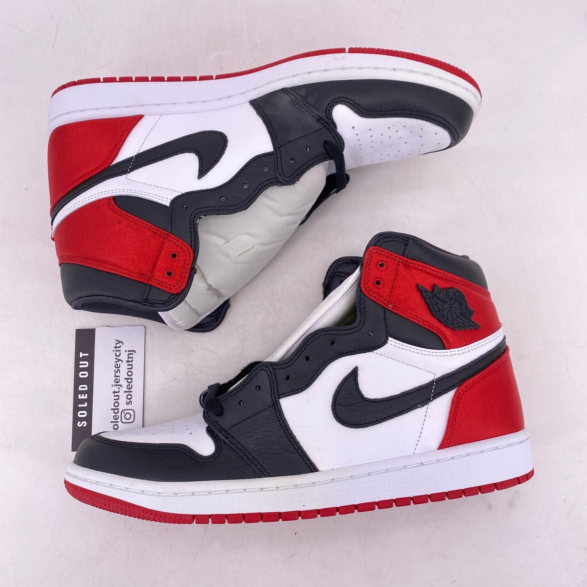 Size 12 - Air Jordan 1 Retro High Satin Black Toe W for sale