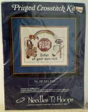 Needles 'n Hoops Vtg. Printed Cross Stitch Kit NOS 490 Kid's Zone Easy Sampler