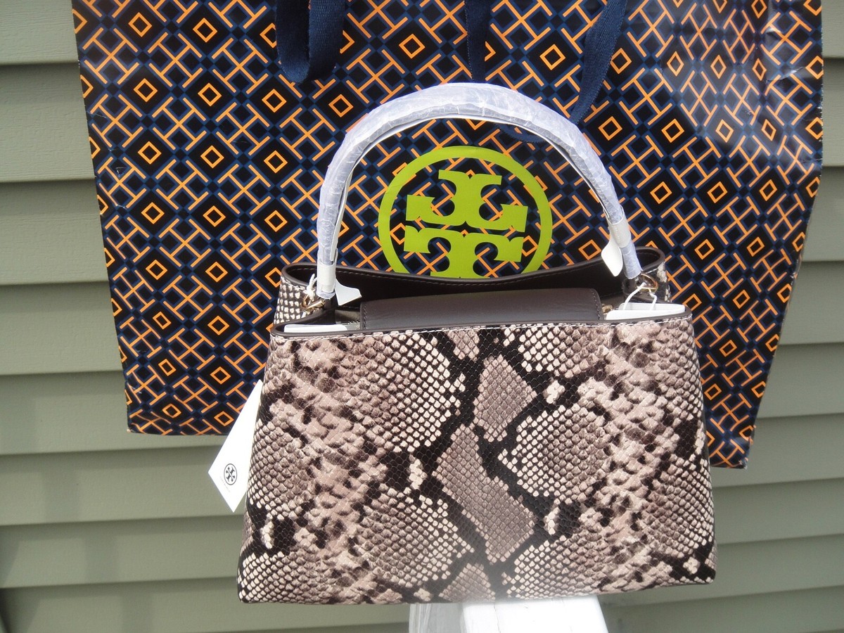 *TORY BURCH* Britten Snake Embossed Satchel Bag NEW Tory Burch BRITTEN Snake Embossed Shell Pink Satchel Bag