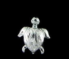 STERLING SILVER 925 SCROLL HAWAIIAN SEA TURTLE HONU SLIDE PENDANT