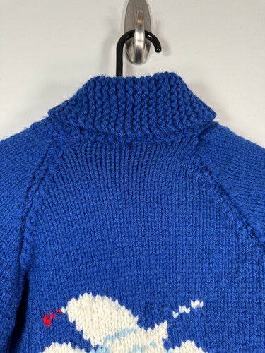 Vtg Kids Boys Full Zip Cowichan Space Shuttle Graphic Sweater Blue Sz 15.5x20.5 - Picture 9 of 9