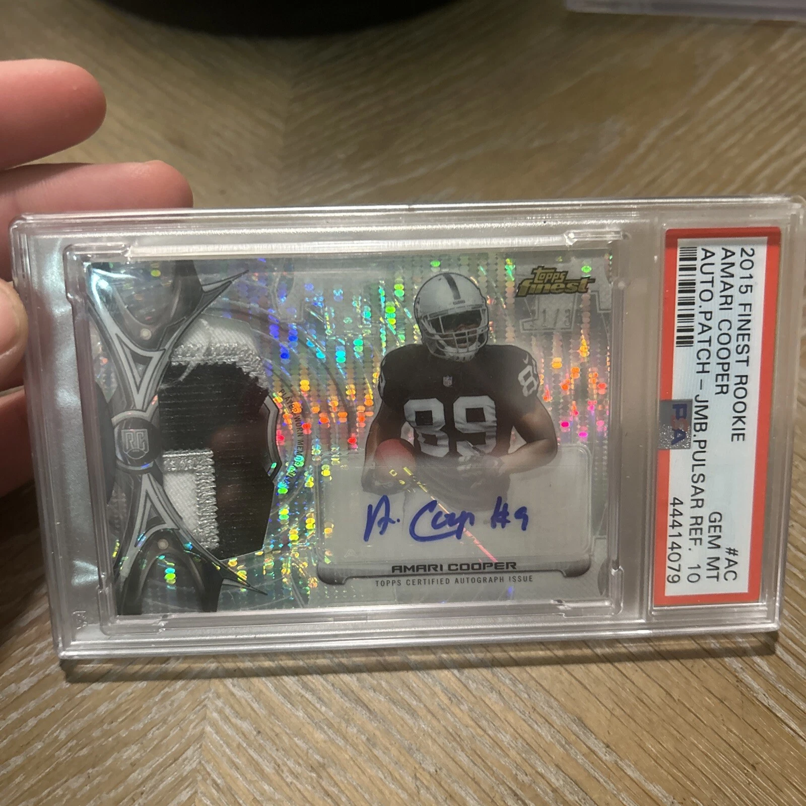 Amari Cooper Finest Rookie Refractor Autograph Patch #AC Jumbo Pulsar Refractor