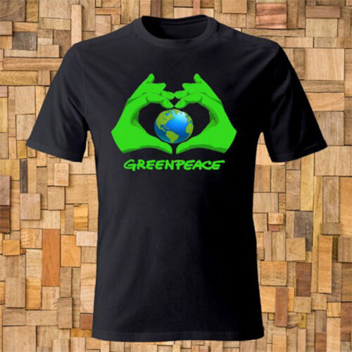 Despertar ambición Shipley Camiseta negra con logotipo de Greenpeace talla S-3XL | eBay