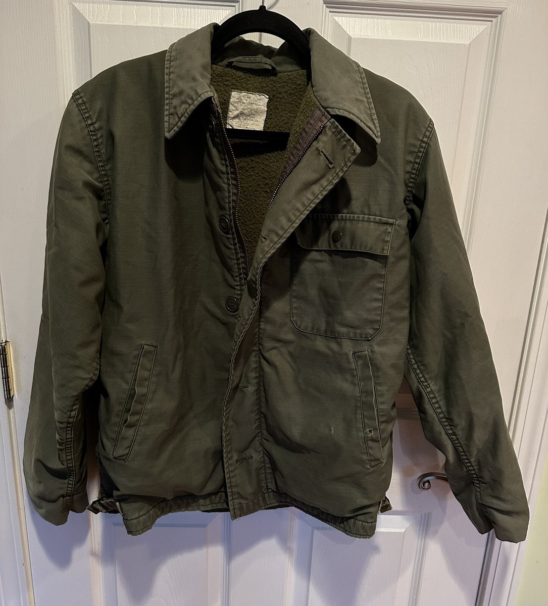 ジャケット・アウター A-2 DECK JACKET MEDIUM 38-40 U.S. Navy Cold Weather Jacket Permeable A-2 Deck Coat Size Medium
