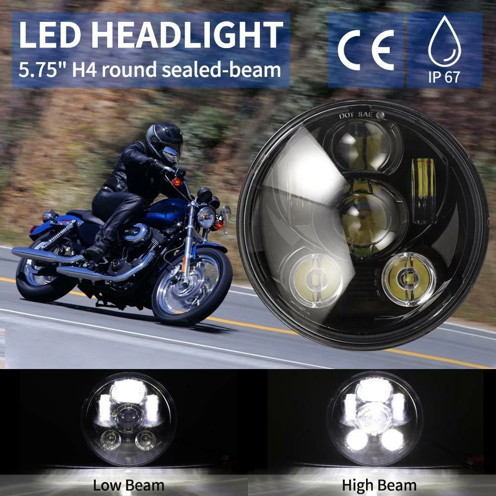 LED headlight for Suzuki Intruder 800 (2004 - 2011) - Round motorcycle  optics approved