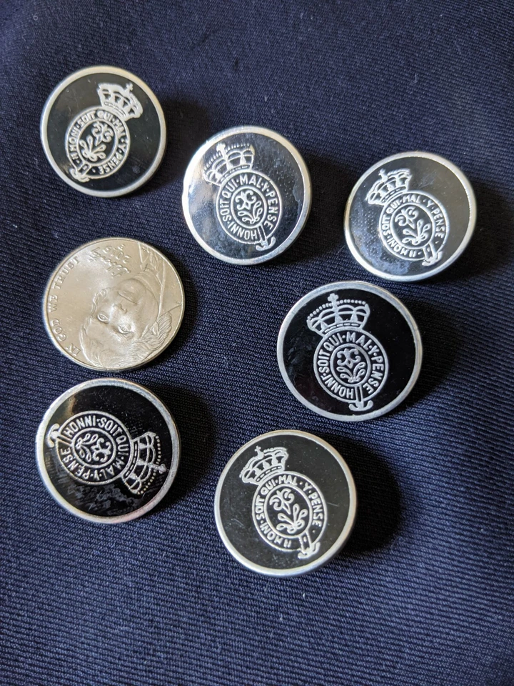 RARE Crown Belvest Pewter Black Enamel set 10 Blazer Suit Jacket Buttons HTF - Image 4 of 4