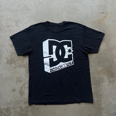 Vintage Y2K DC Shoe Co Shirt Size Large Black USA Skater Baggy Grunge