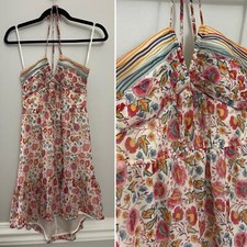 Twelfth Street by Cynthia Vincent Boho Halter Silk Floral Dress Size 2