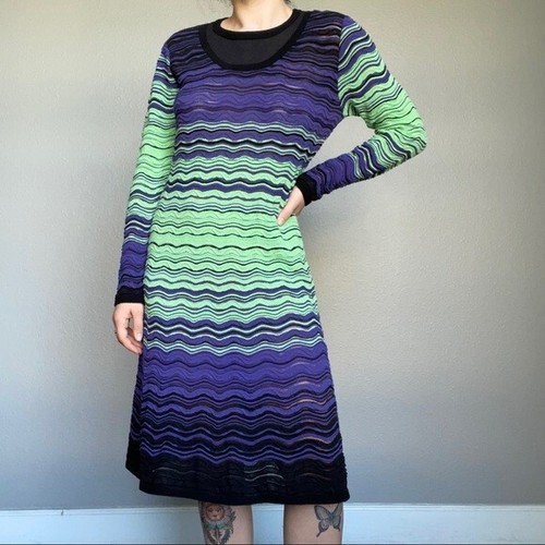 Missoni Green Purple Zig Zag Striped 