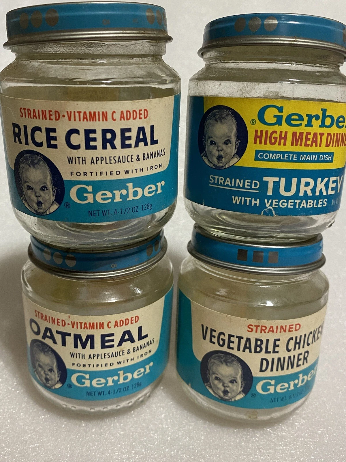 4 Vtg 1980’s Gerber Baby Food Empty Paper Label Jar Oatmeal Turkey Chicken Rice
Opens in a new windo