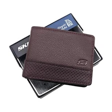 Men's Leather Wallet Slim-fold Pebble Grain RFID Burgundy