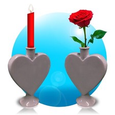 Vase Kerzenständer Herz 19 x 13,5 x 7 cm ausgefallene Karaffe  Deko