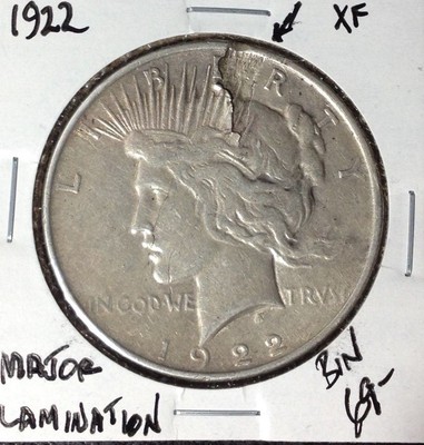 1922 Peace Silver Dollar Xf Major Lamination Error On Obv Ebay