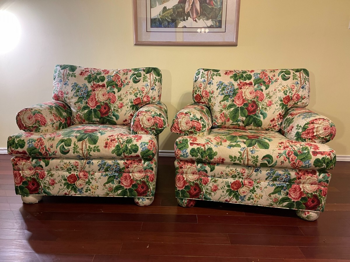 Ethan Allen floral upholstered chairs | eBay
