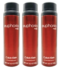 Euphoria by Calvin Klein for Men 5.3 oz Body Spray (3-Pack) NEW AUTHENTIC