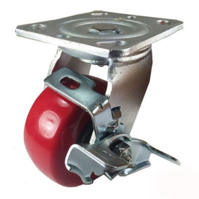 4'' x 2'' Heavy Duty ''Polyurethane Wheel'' Caster - Swivel with Brake