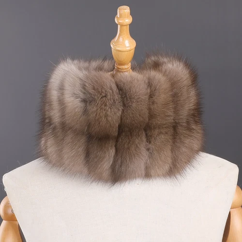 Unisex Genuine Sable/Chinchilla Fur Collar Neck Warmer Scarf Wraps Winter Warm - Picture 4 of 17