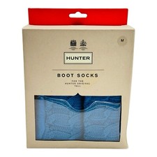 Hunter Original Tall Cobalt Blue Boot Socks Size M Stitch Cable Knit Top NEW