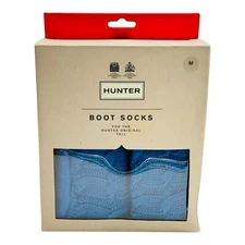Hunter Original Tall Cobalt Blue Boot Socks Size M Stitch Cable Knit Top NEW