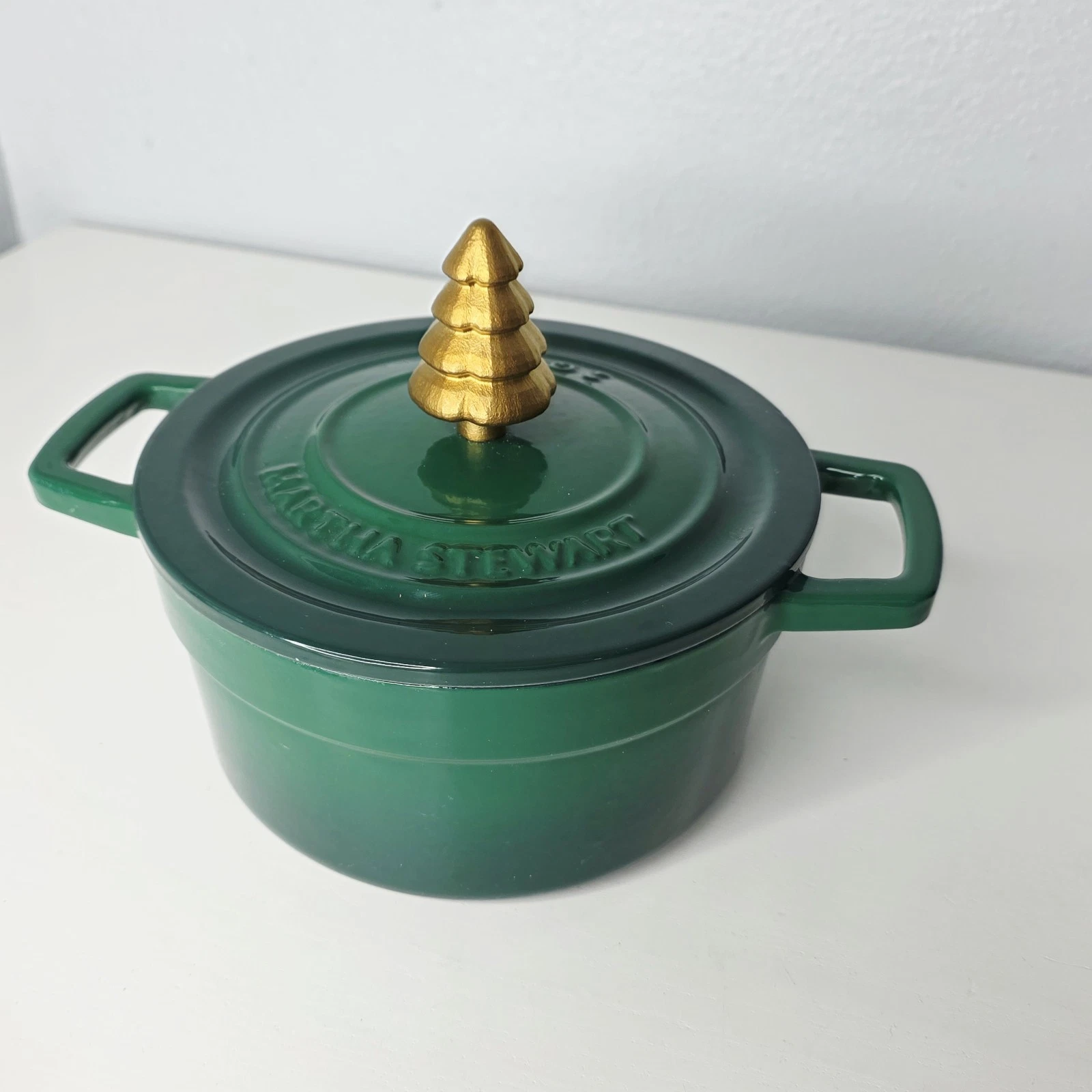 Martha Stewart Collection Enameled Cast Iron 2 Quart Dutch Oven Tree Knob Lid