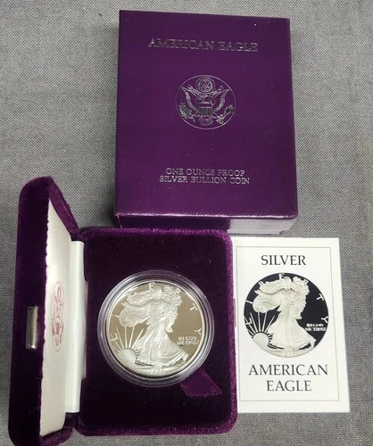 1986-S American Silver Eagle Proof $1 1 oz .999 Silver - Box and COA