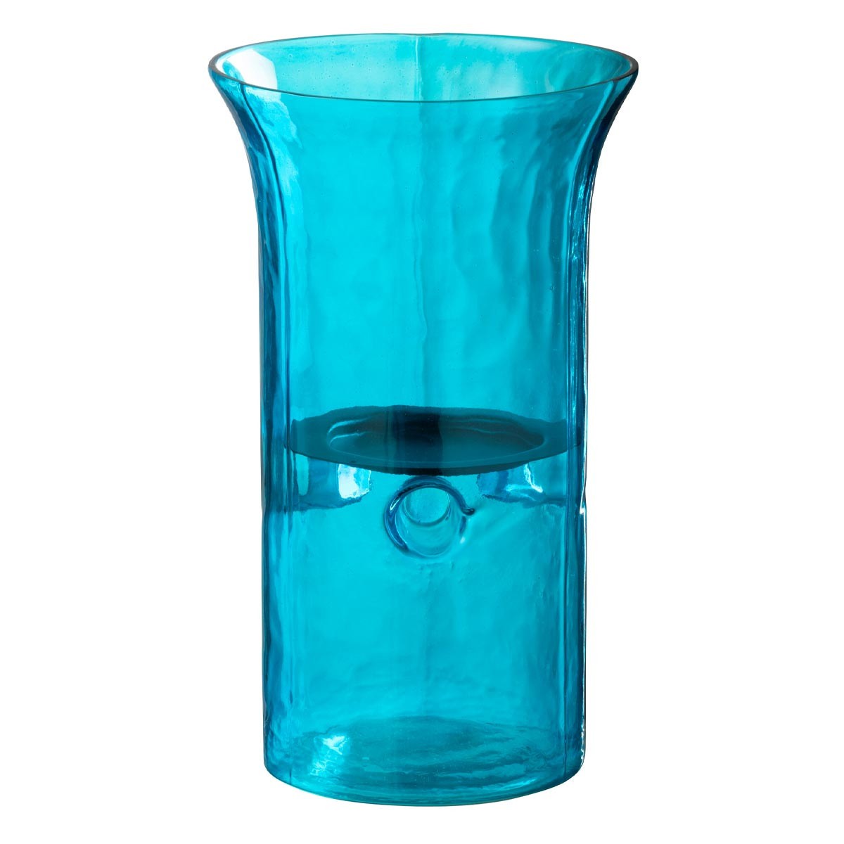 Photophore Tarifa en verre bleu azur de 26cm pour bougie