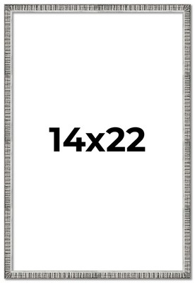 14x22 Frame Silver Grey Distressed Solid Wood Picture Frame | 0.75 Inch Moulding