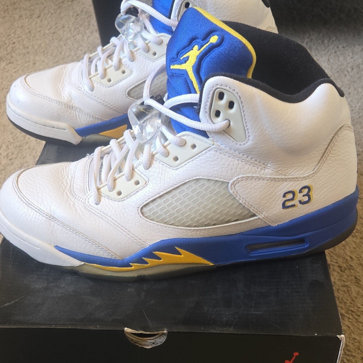 Jordan Air Jordan 5 Retro Laney 2013 White Blue Yellow Men