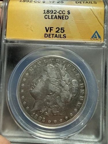 1892-CC Morgan Silver Dollar $1 ANACS VF-25 CLEANED