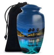 Beach 10 Inch Decorative Memorial Urns for Male Ashes Funeral Cremation Jar