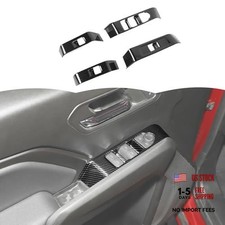 Window Lift Switch Control Panel Cover Trim Decoration Black Carbon Fiber