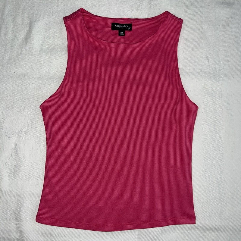 Originality Sleeveless Dressy Ribbed Barbie Pink Tank top Women’s Sz XS