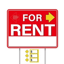 GXGGUS For Rent Signs with Sign Stakes-1 PCS, Red and white