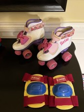 vintage 90s Brookfield Barbie Roller Skates childs size 11 wplayskool knee pad