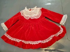 VTG Winnie The Pooh Red Velvet Baby Party Fancy Dress Walt Disney Sz M Lace