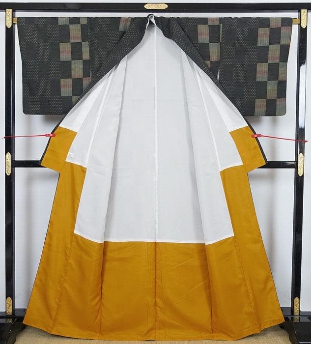 Fine Pattern Washable Kimono Checkered Polyester … - image 5