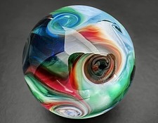 Robert LaGrand 1.16" RL 03 Green Blue Pinwheel Swirl Handblown Art Glass Marble