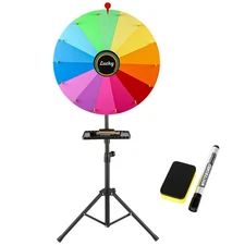 24-inch Spinning Prize Wheel,14 Colors Spinning Doodle Game Spinner with Eras...