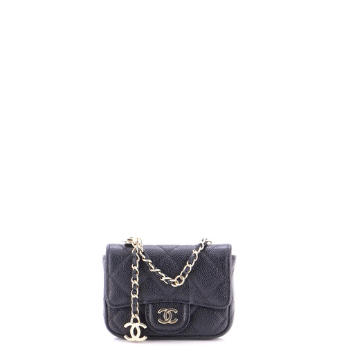 Chanel Classic Flap Chain Belt Bag Quilted Caviar Mini