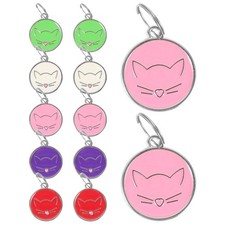 12 Pcs Stainless Steel Pet ID Tags Cat Collar Name Plates Round Puppy Tags