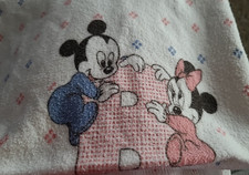 Vintage 1984 Disney Mickey Minnie Baby Blanket Nursery Decor 80's ABC's