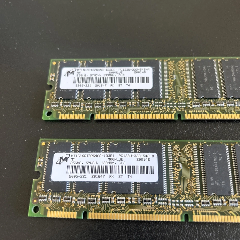Micron 512 MB (2X256 MB) PC133 133 MHz 168 pines memoria SDRAM de escritorio RAM NO ECC Foto 2 de 3