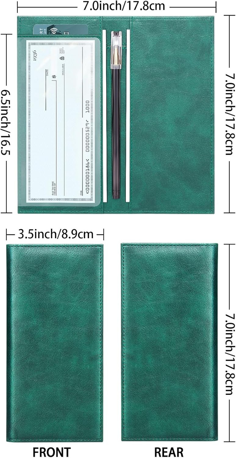 как выглядит Leather Checkbook Cover for Top Side Tear Registers Duplicate Checks with Plas фото