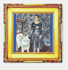 Magnet - Munch Lady with Samoyed Painting Masterpiece Art Gift 2"