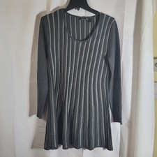 Daisy Fuentes Women Gray stripe heather dark tunic acrylic Casual Dress Size L