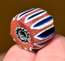 Antique Venetian Seven Layer Chevron Italian Drawn Cane Glass Bead African Trade